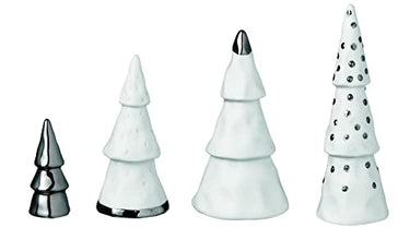 Räder 88683 Winterzeit - Weihnachtswald - Dekotannen - 4 er Set - Porzellan - weiß/Silber im Sale